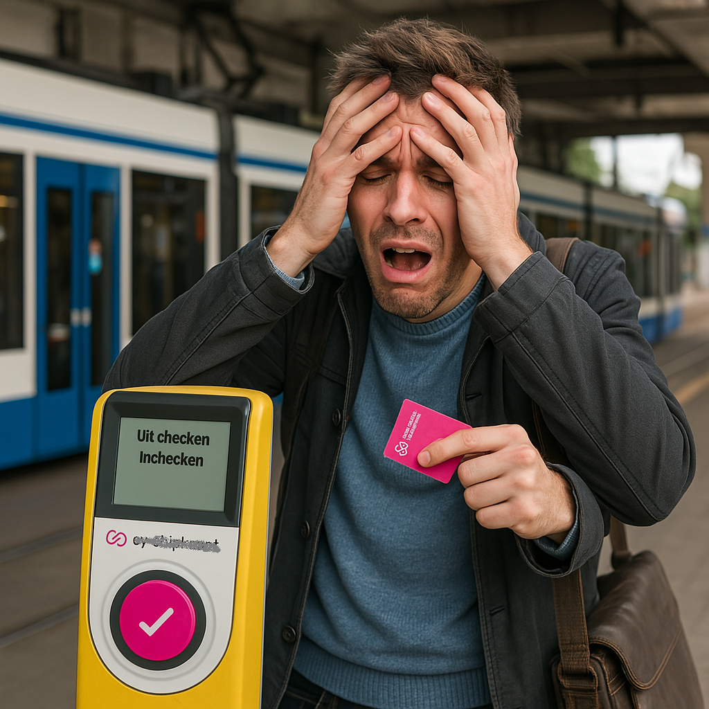 Wanhopige tramreiziger (Gegenereerd met AI, gelijkenis met de werkelijkheid is toeval!)